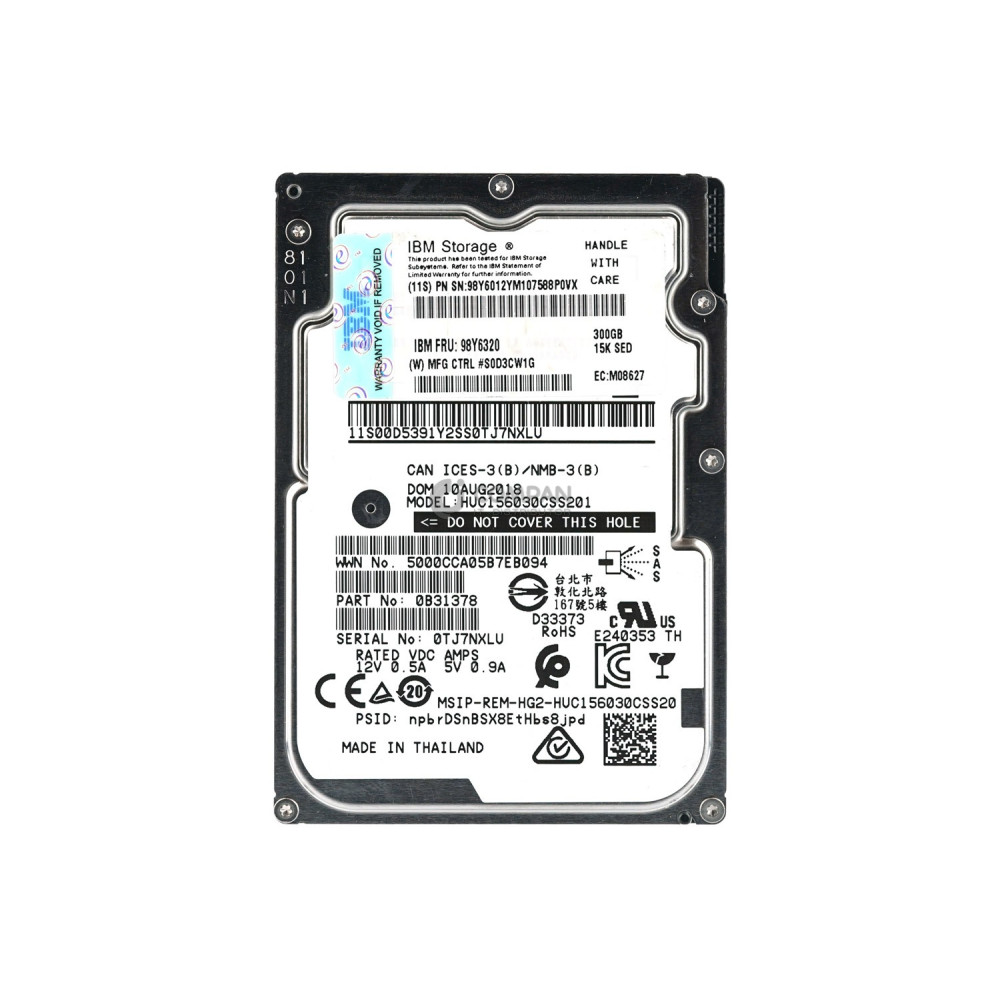 98Y6320 IBM HARD DRIVE 300GB 15K 2.5 SFF 6G SAS